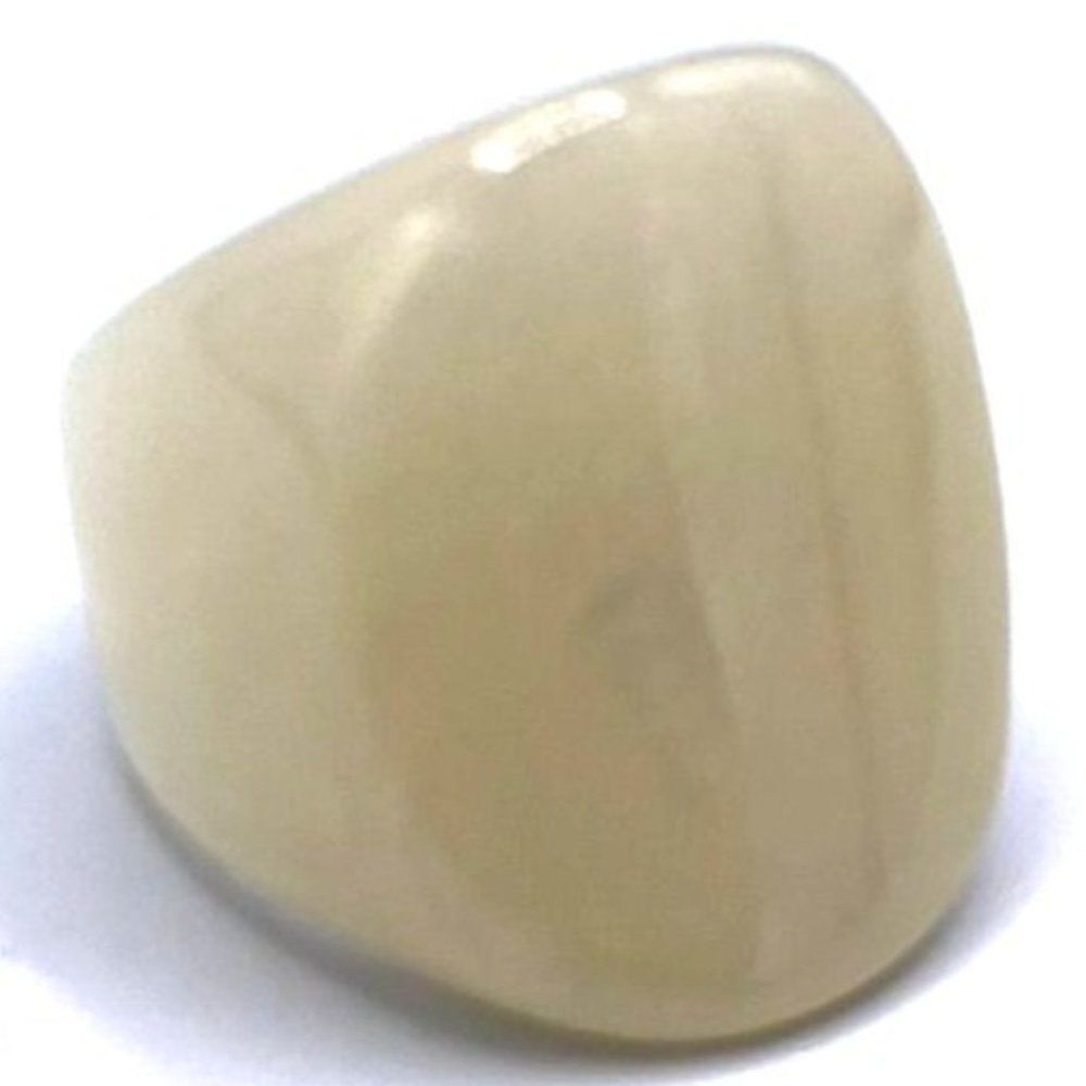 Cream with Yellow Gold Iridescent Glitter Acrylic Oval Chunky Ring Size 7